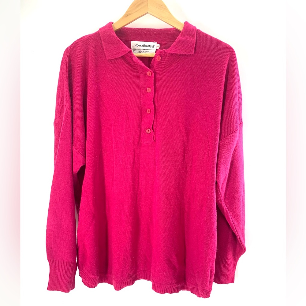 Alyssa Brooke Vintage Pink/Collared/Button/Textured Long Sleeve Sweater 42/24